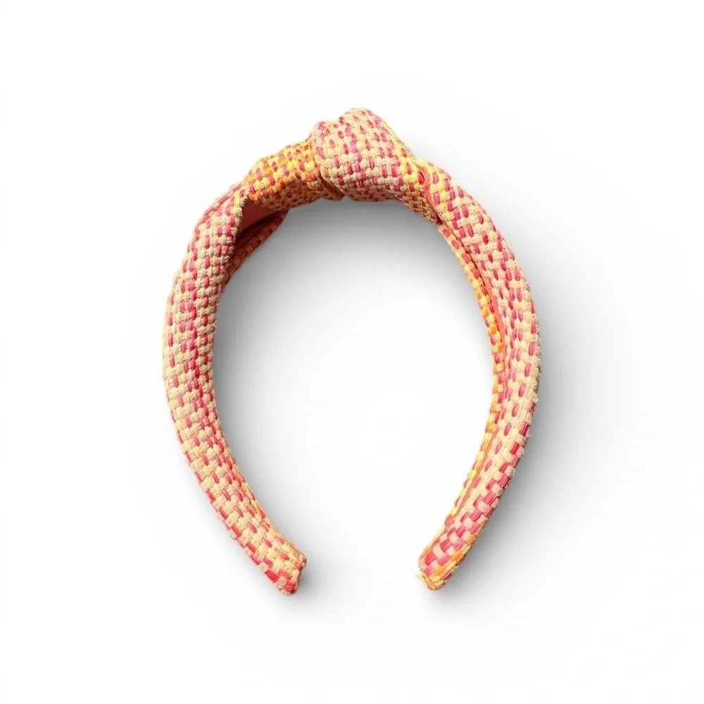 Anthropologie Pink Orange Yellow Woven Spring Knotted Headband